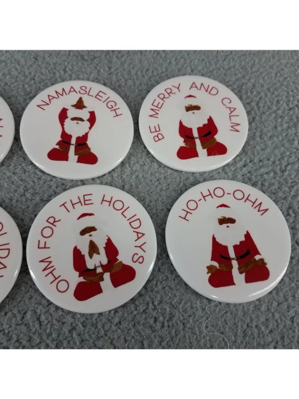 Lot of 8 Yoga Santa Clause Coasters Holiday Festive Christmas Dinner Party
